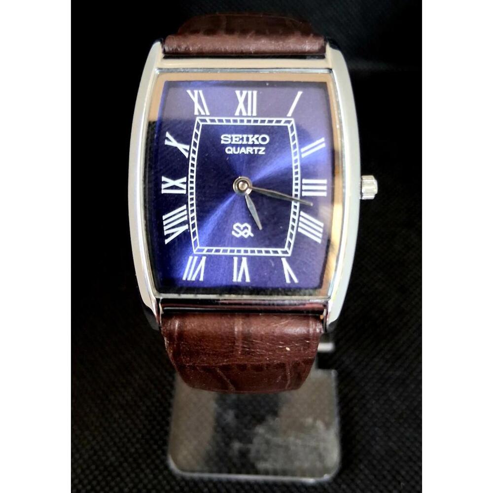Men's Vintage Seiko Barrel/Tonneau Leather Tank RARE‎ - Picture 3 of 8